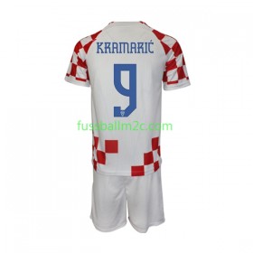 Fußballtrikots Kroatien Kramaric 9 Kinder Heim Trikotsatz WM 2022